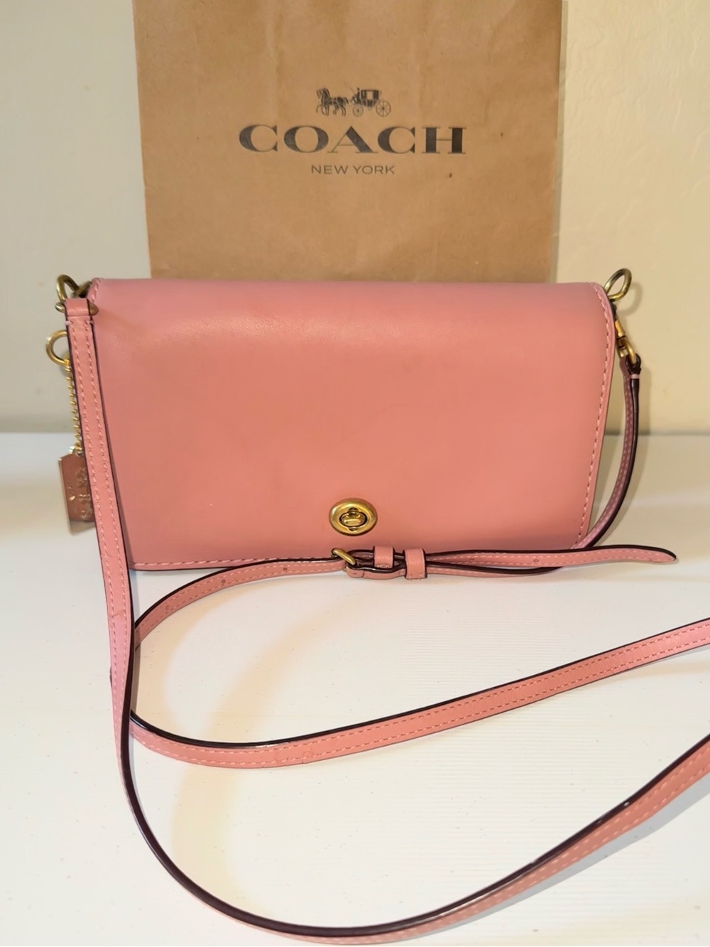 Coach 1941 Dinky Glove tanned Leather Crossbody bag Pink & Oxblood 2018 - 37296 - Picture 4 of 16